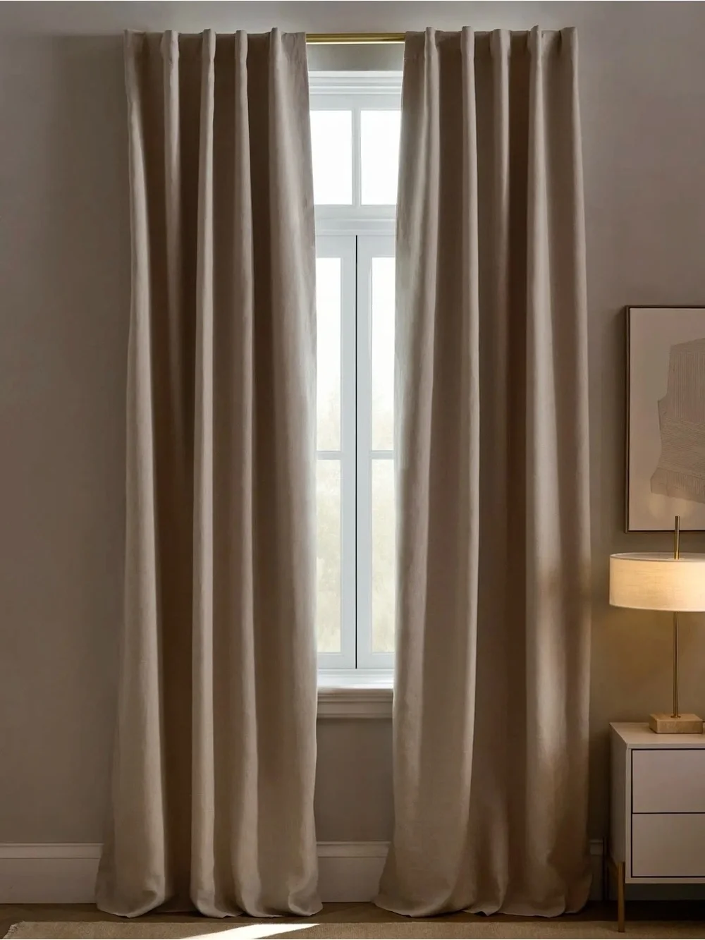NWOT Quince European Linen True Blackout Curtain - Single Panel (Dark Flax)